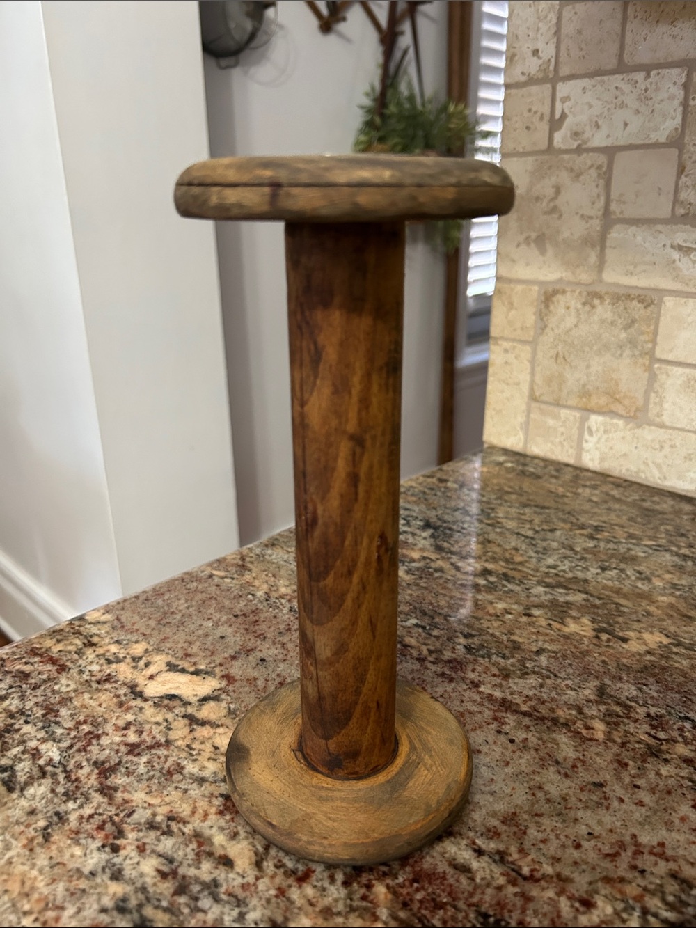 Vintage Wooden Spool Display - Natural Brown
